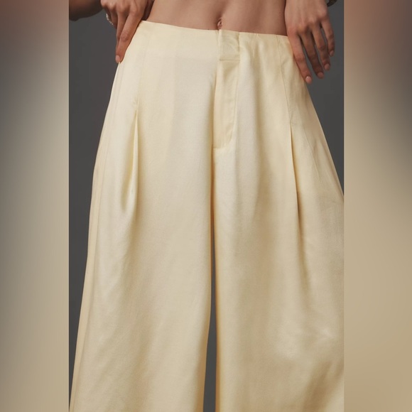 NWT! Anthropologie Maeve Silky A-Line Palazzo Pants in Butter Yellow 🐸🖼️ - Picture 5 of 6